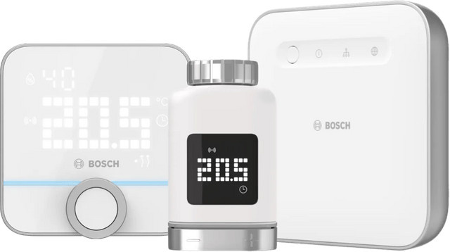 Bosch Smart Home Set bestehend aus smarterm Thermostatkopf, smarterm Raumthermostat 230 V und Smart Home Controller in Weiß - Bild 1