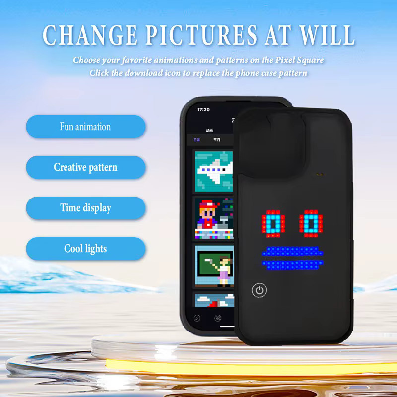 Luxuglow Animierte Pixel-Handyhülle mit DIY-Modus für iPhone 16 und iPhone 17 Pro Max in Schwarz - Bild 2