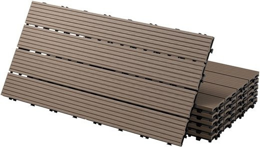 ECD Germany WPC Terrassenfliesen Set in Dunkelbraun mit Click-System, 4er Pack, B: 60 cm, T: 30 cm - Bild 1
