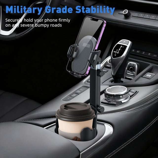 Multifunktionaler Auto Cup Tablet und Smartphone Halter mit 360-Grad-Drehung in Schwarz - Bild 1