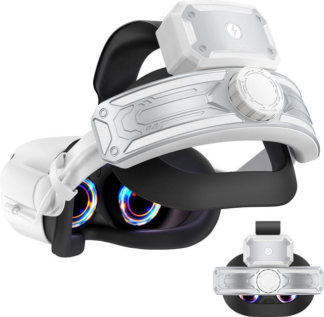 HUADAI T2 Pro Akku-Kopfgurt in Weiß, kompatibel mit Oculus Quest 2 Elite Halo-Gurt, 5200 mAh Akku für Meta Quest 2 VR-Zubehör - Bild 1