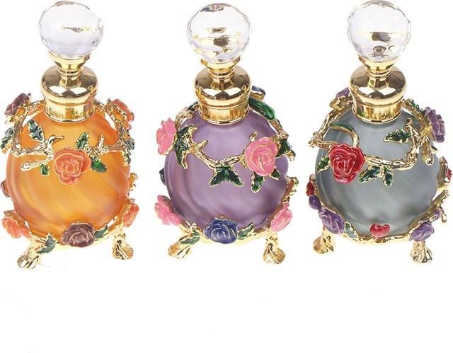 Hoeaden Glas-Parfümflasche mit Blumen, 15 ml, lila, mehrfarbig - Bild 1