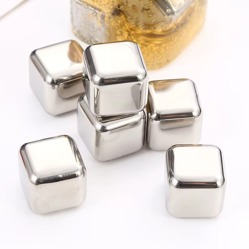 QIEYUE Eiswürfelform aus 304 Edelstahl für Whiskey und Bier, recycelbares Metall-Set in Gold oder Silber - Bild 2