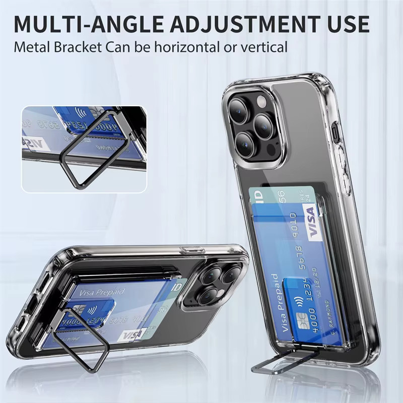 NMEGOU Magnetisches Kartenetui für MagSafe iPhone 12 bis iPhone 17 Pro Max Plus, Transparente Metallhalterhülle mit Clear Pocket Cover - Bild 2