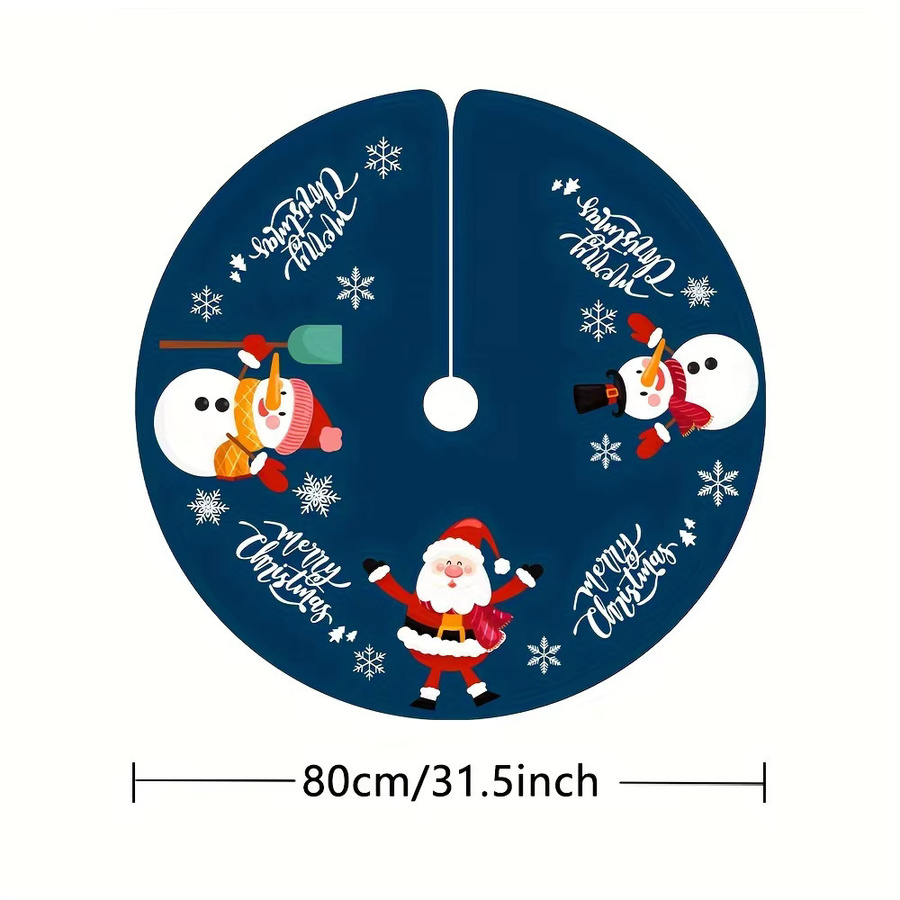 VIKAMA Weihnachtsbaumkleid mit Weihnachtsmann- und Schneemann-Design in Blau als dekorative Rockpolster für drinnen und draußen - Bild 5