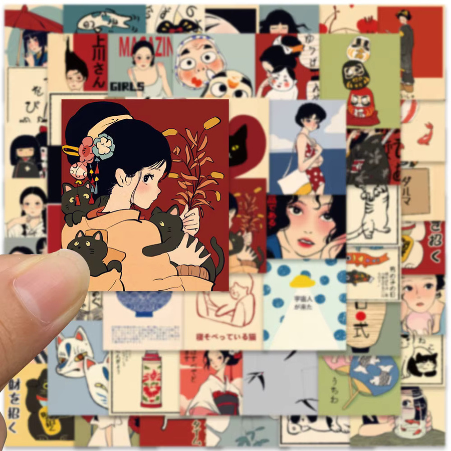 Charile Retro Japanischer Stil Cartoon Aufkleber, Multicolor, 10-teiliges Set - Bild 3