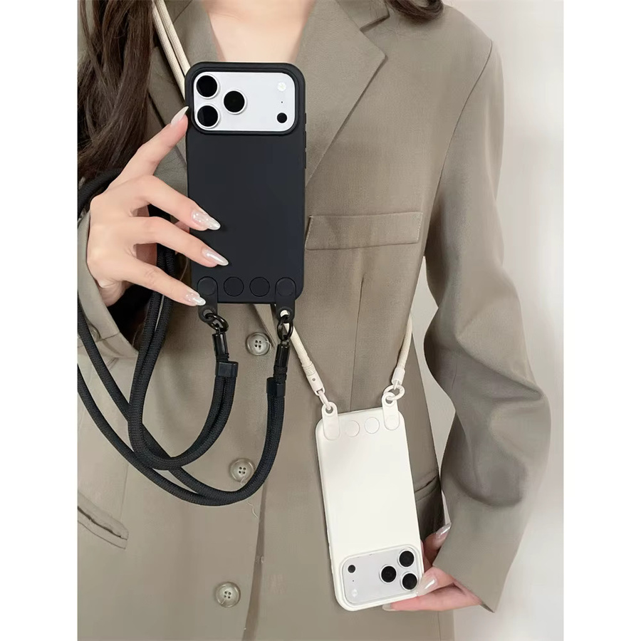 Apple Silikon-Case mit Lanyard für iPhone 17 Pro Max 16 15 14 13 in Gelb - Bild 3