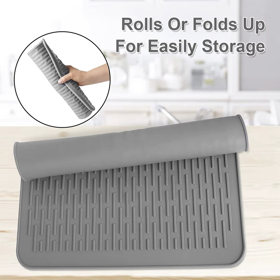 Willstar Silikon-Abtropfmatte für die Küchentheke, Grau, B: 45,7 cm, T: 40,6 cm - Bild 2