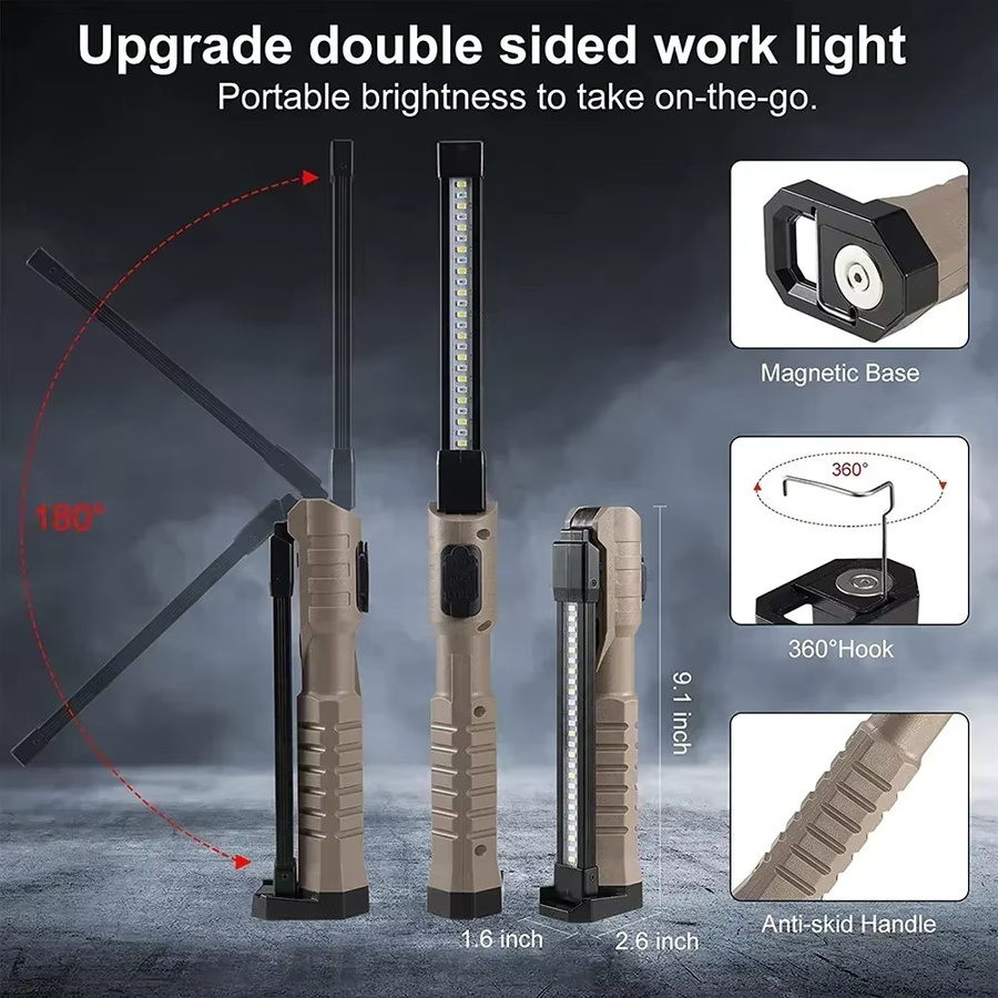 Heinast COB-LED-Taschenlampe mit Magnet und USB-Ladefunktion, gelbe Arbeitsleuchte für Camping und professionelle Einsätze - Bild 4