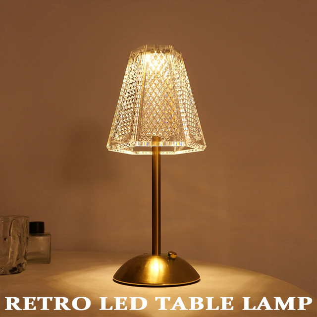 Moderne LED-Tischlampe in Gold/Messing mit Touch-Sensor, kabellose Nachttischlampe mit USB-Akku und 3-farbiger RGB-Beleuchtung, Höhe: 29,5 cm, Breite: 11,5 cm - Bild 1