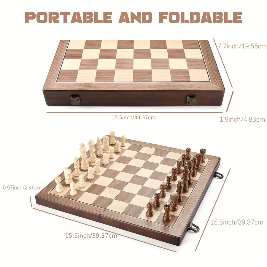 Yernea Magnetisches Schachspiel aus Holz, Strategiespiel - Bild 3
