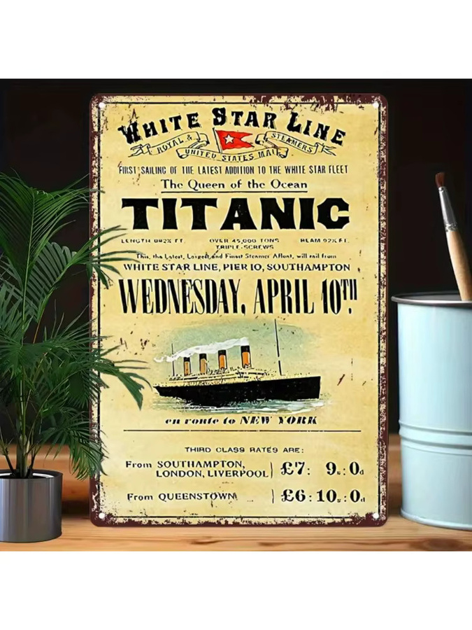 Potdemiel Vintage Titanic Metall-Wandkunst Retro-Eisenschild, B/H: 30,0 x 20,0 cm - Bild 6