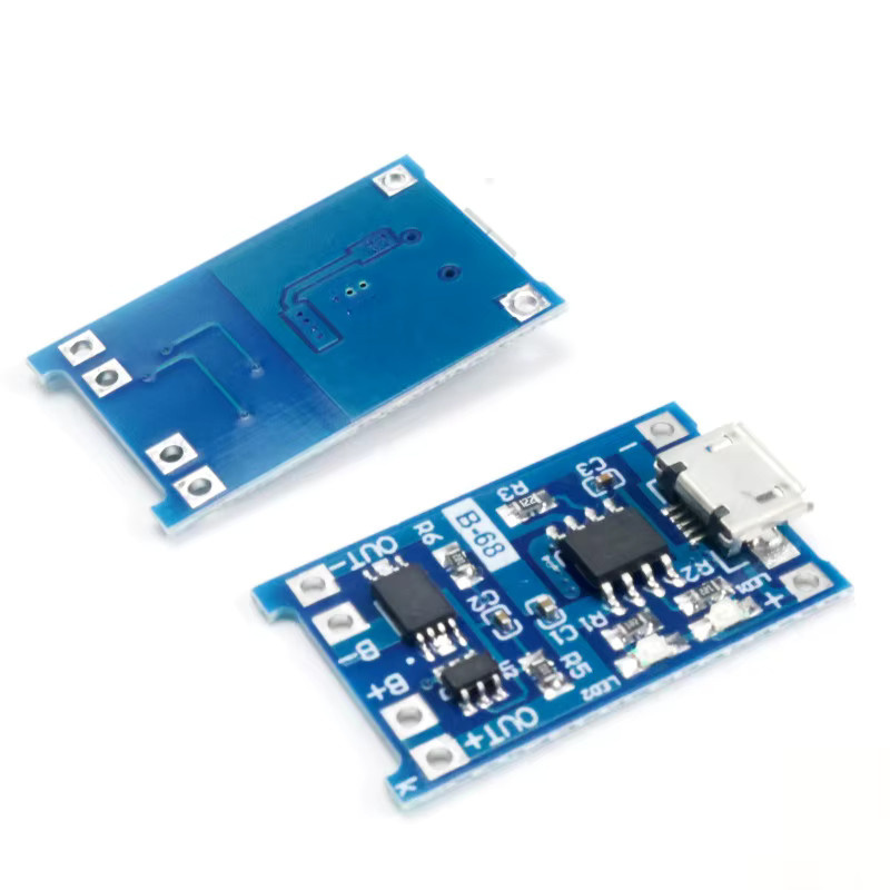 10er Set TP4056 Lithium-Batterie Lade Modul mit Schutzschaltung 5V 1A via Micro USB oder USB-C, Blau - Bild 2