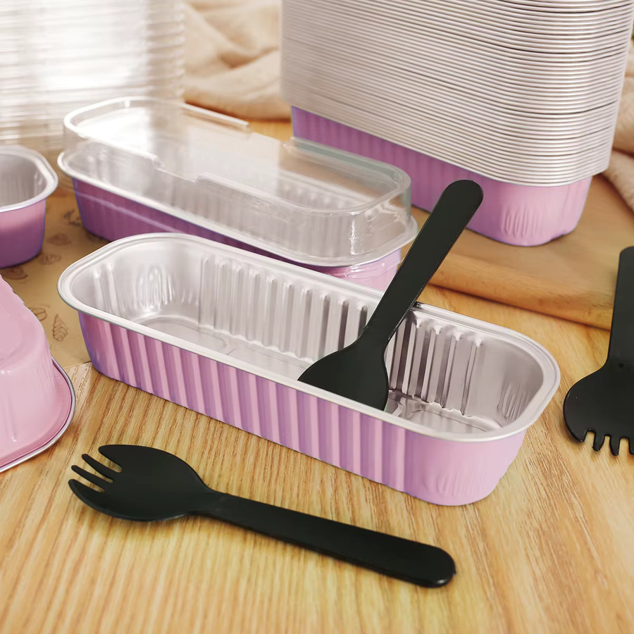 50er Set Willstar Mini-Kastenformen aus Aluminium mit Deckel und Löffel, rechteckig, Pink, 192 g pro Set - Bild 3