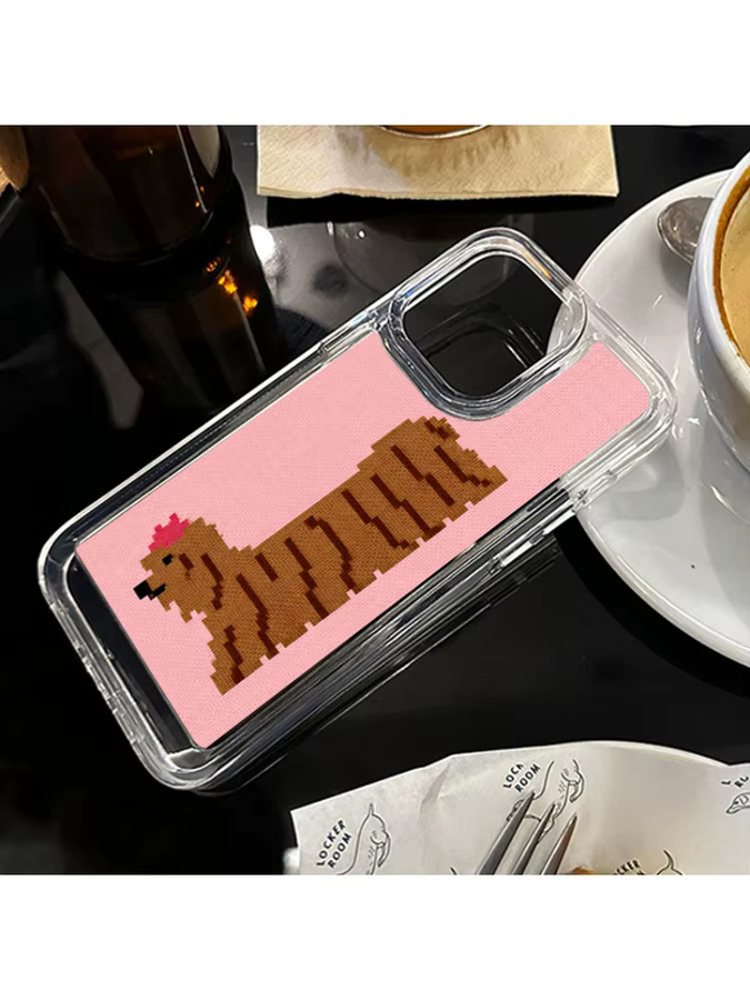 DecoPhone Handyhülle mit niedlichem Hundemuster im Pullover-Design für iPhone 11 bis iPhone 17 Pro Max Plus, transparent pink - Bild 7