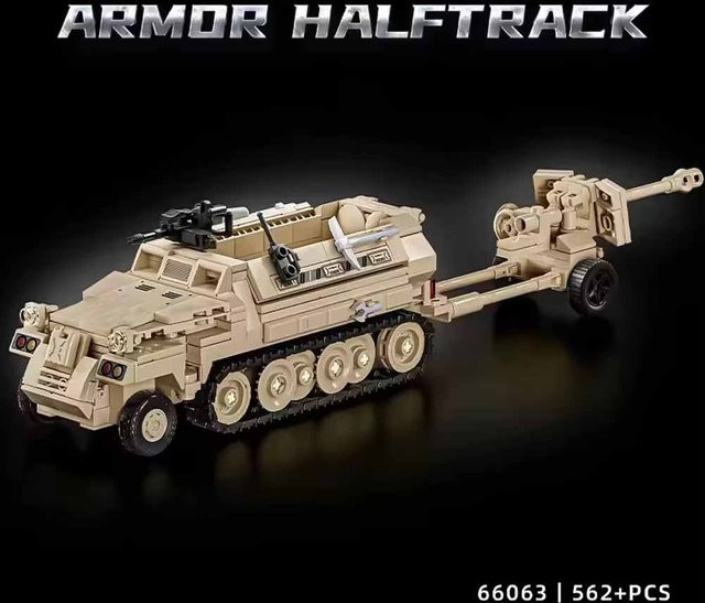 doinbby Militärpanzer-Raupentransporter Panzer-Halbkettenfahrzeug, Spielzeug-Puzzle Bausatz, Modell - Bild 1