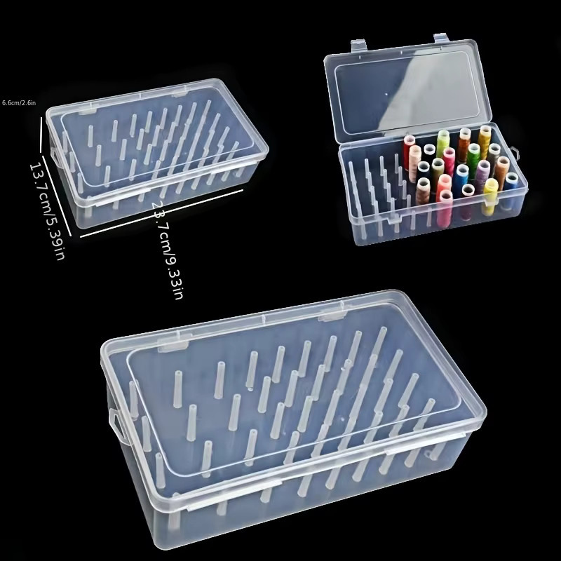 Transparente Plastik-Nähbox mit Deckel für 42 Spulen, Tragbarer Nadel- und Fadenorganizer für Haushalt und Kleiderreparatur - Bild 2