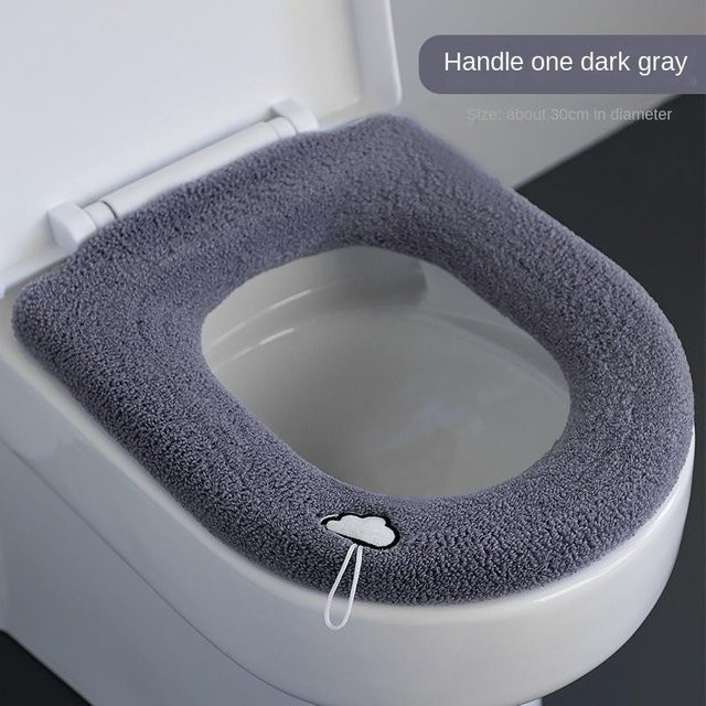 Yiran Furniture Toilettendeckelkissen aus verdicktem Plüsch in Grau, Universal Toilettendeckel Kissen für alle Jahreszeiten - Bild 1