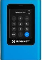 Kingston IronKey Vault Privacy 80 Externe SSD mit 7,68 TB Speicherplatz und USB-C Anschluss in Schwarz und Blau - Bild 1