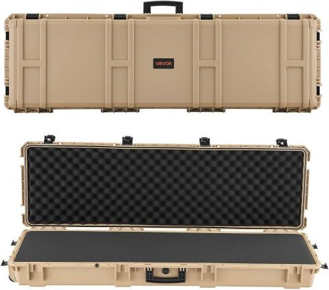 VEVOR Waffenkoffer mit Hartschale für Langwaffen, abschließbarer Gewehrkoffer mit Rollen und vorgeschnittenem Schaumstoff, wasserfest IP67, Farbe: Beige, B/T/H: 139,1 x 43,5 x 18,8 cm - Bild 1
