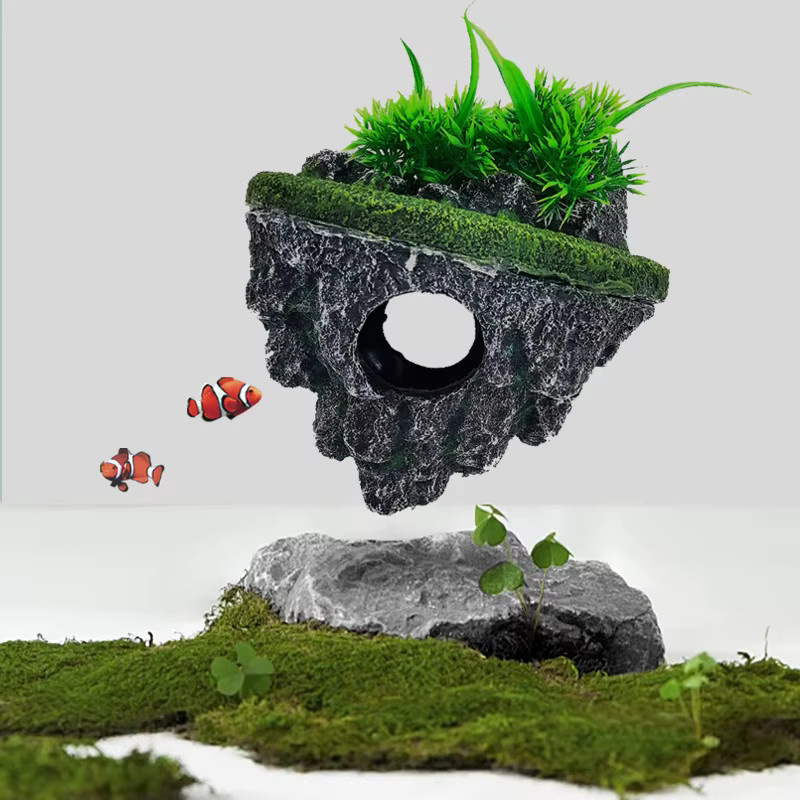 Otmagelu Aquarium Hängestein Bimsstein als ökologische Landschaftsdekoration und Unterschlupf Höhle in Grau - Bild 4