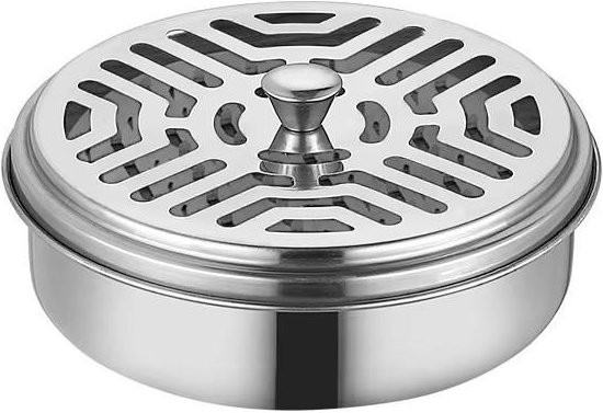 Moskitospiralenhalter aus Edelstahl mit Deckel von Binchi Outdoor Product in Silber - Bild 1
