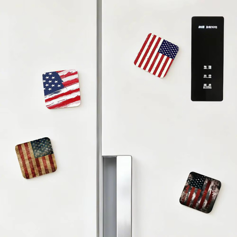Lustige Cartoon-Tier Kühlschrankmagnete mit amerikanischem Flaggen-Design in Multicolor aus Metall - Bild 3
