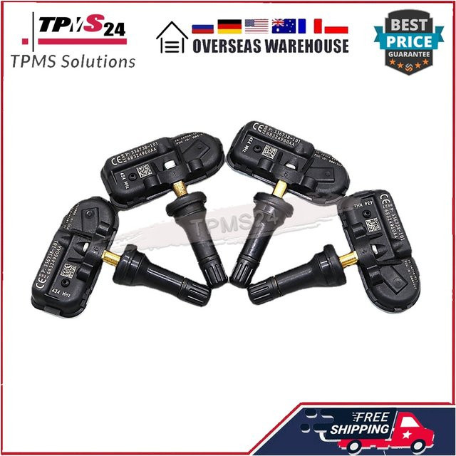 4-teiliges GANGLE TPMS Reifendruckkontrollsystem für Jeep Cherokee in Schwarz, 434 MHz, Ersatz für 68324960aa und 68324960ab - Bild 1