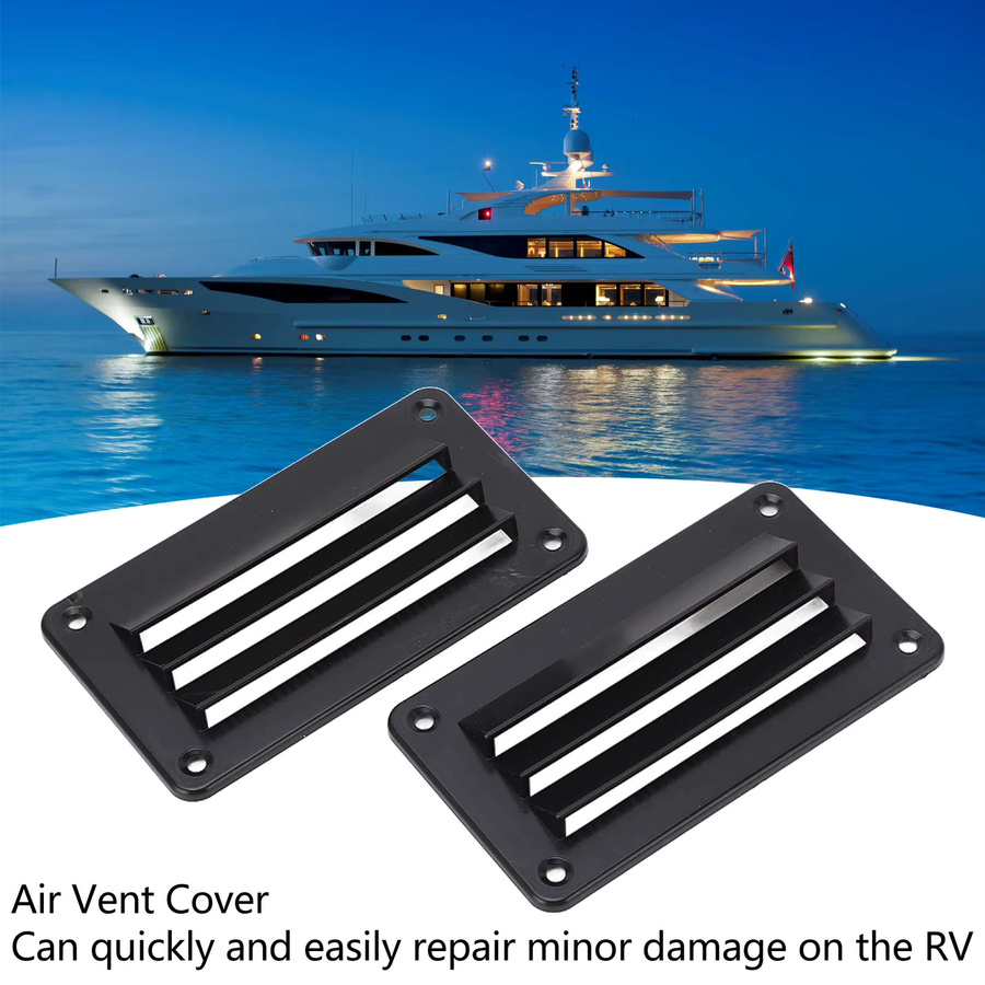 DOACT RV-Entlüftungsgitter Set mit Lamellen in Schwarz, 2 Stück für Boot, Yacht, Wohnmobil und Zuhause - Bild 4