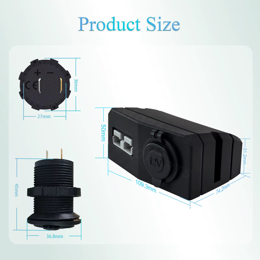 Anderson SB50-Style Power-Montagehalterung 50A, wasserdichte Hochleistungshalterung für 12 V/24 V, Schwarz - Bild 2