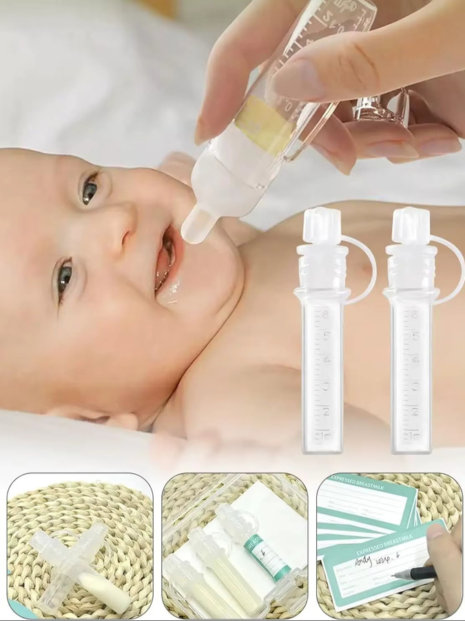 6-teiliges Kolostrum-Sammelset mit 6ml Muttermilch-Sammelbehältern, wiederverwendbare transparente Stillmilch-Behälter für dein Baby - Bild 2