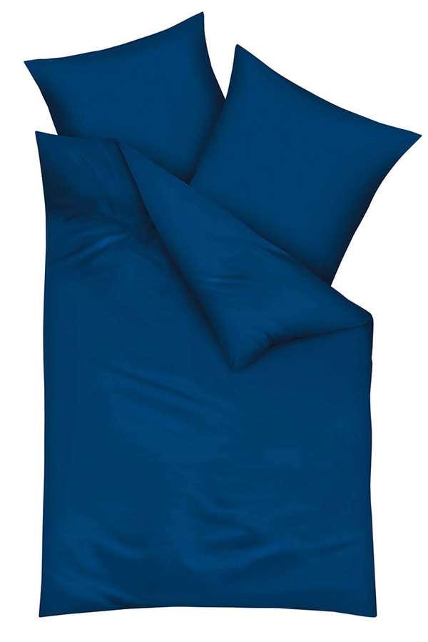 Kaeppel Mako-Satin Bettwäsche Uni 3000 Blau, B/H: 135 x 200 cm - Bild 1