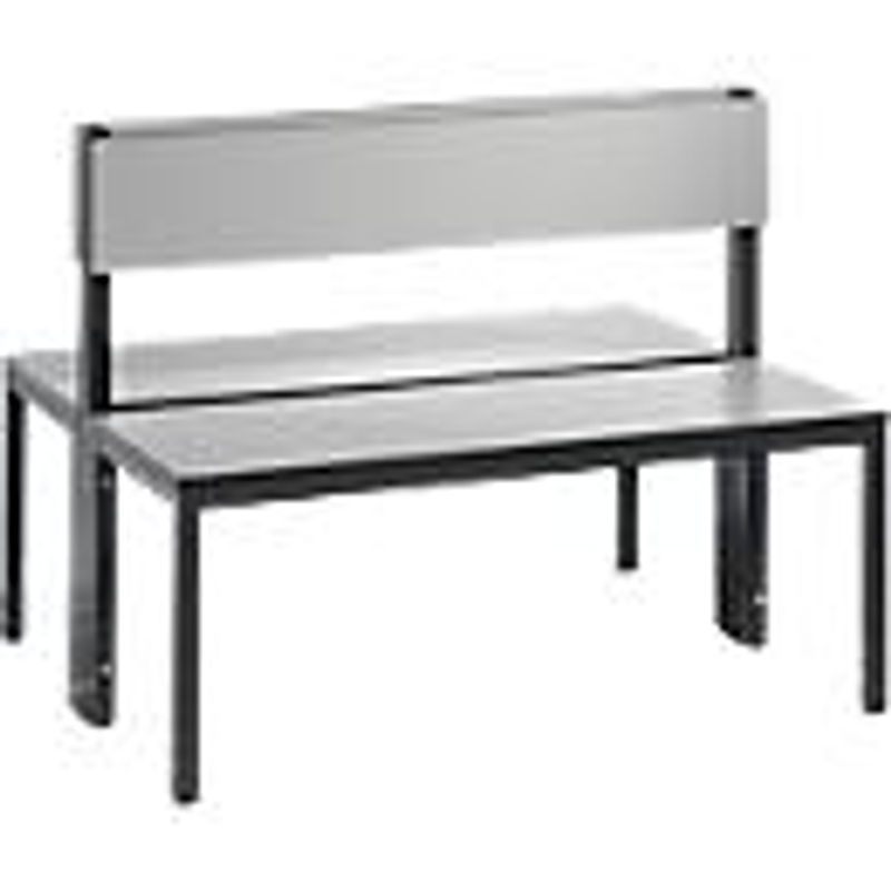 C+P Sitzbank Basic Plus doppelseitig mit Rückenlehne, Gestell schwarzgrau, Dekor silbergrau, H 79,6 cm x B 100 cm x T 76 cm - Bild 2