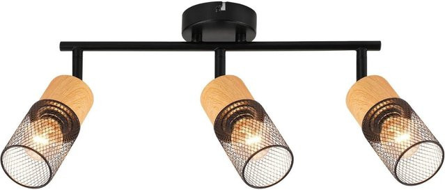 NETTLIFE Deckenstrahler im Industrial Design aus Metall und Holz in Schwarz - Bild 1