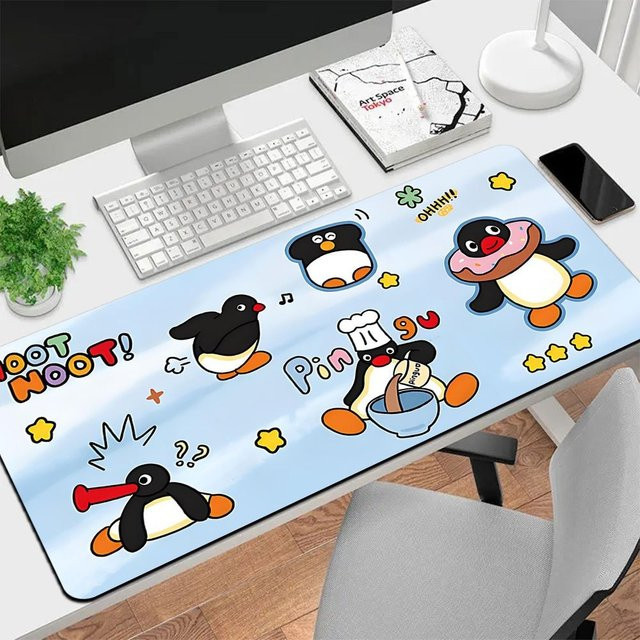 Potdemiel Gaming Mauspad mit Pinguin-Design, rutschfeste Schreibtischunterlage in Multicolour - Bild 1