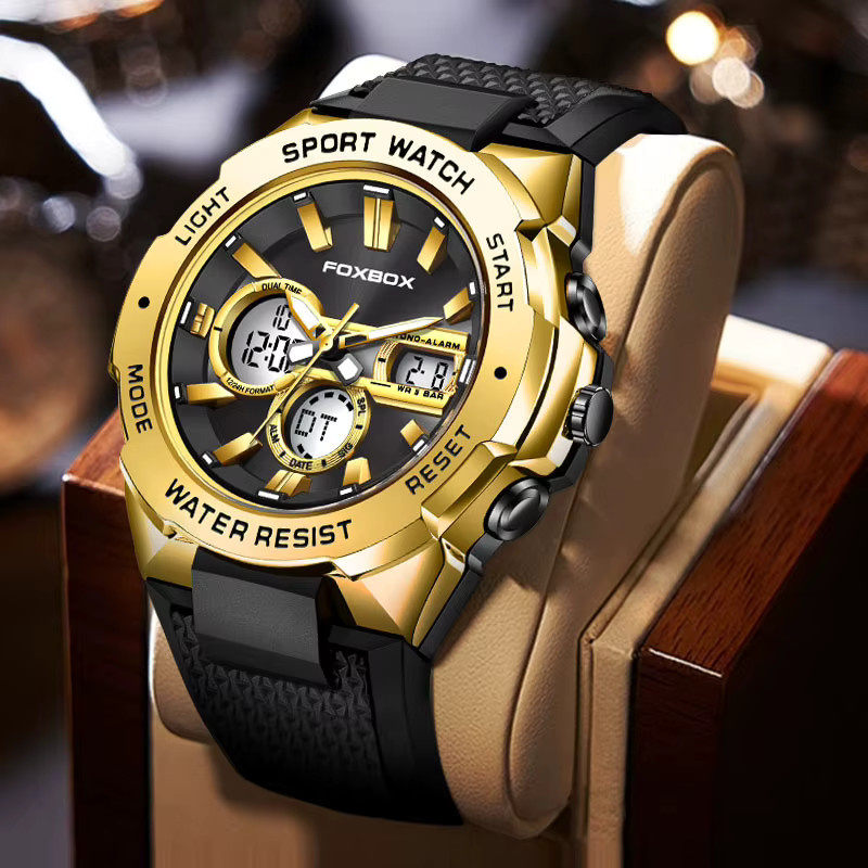 FOXBOX Armbanduhr, Chronograph, Digitaluhr, Quarz, Schwarz, Herren - Bild 4