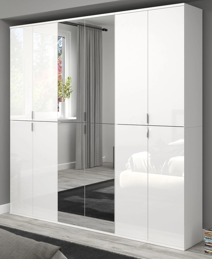 Inn.Furn Garderobenschrank SystemX in Weiß Hochglanz mit LED-Beleuchtung, B/H: 183 x 193 cm - Bild 1