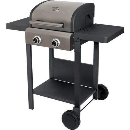 Unold BBQ Grillwagen Buddy Elektrogrill in Schwarz und Grau mit Thermometer, Warmhalterost und Rollen
