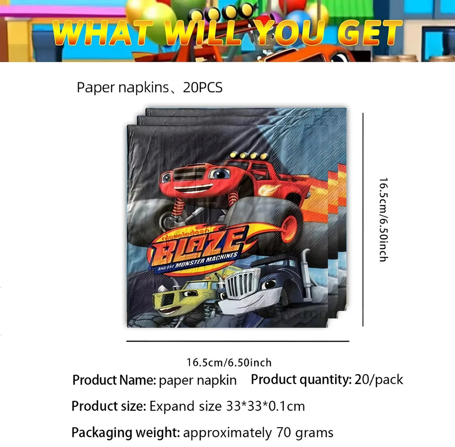 TAKARA TOMY Blaze Monster Truck Party-Set, Rennwagen-Geburtstagsdekoration - Bild 2