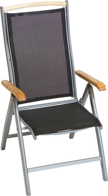 Merxx Klappsessel Siena in Schwarz aus Aluminium, Textil und Akazienholz, B/T/H: 64 x 64 x 117 cm - Bild 1