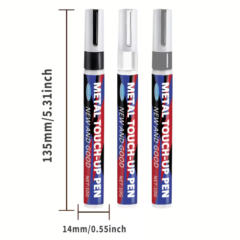 Metall-Ausbesserungsstift zur Reparatur von Oberflächenkratzern und Lackrestaurierung für Armaturen, Türgriffe und Waschbecken in Schwarz, Weiß und Silber - Bild 5