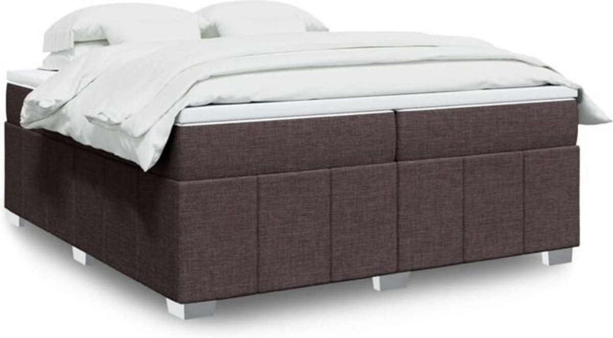 Vidaxl Boxspringbett mit Matratze in Braun aus Stoff, B/T/H: 200 x 200 x 46 cm - Bild 1