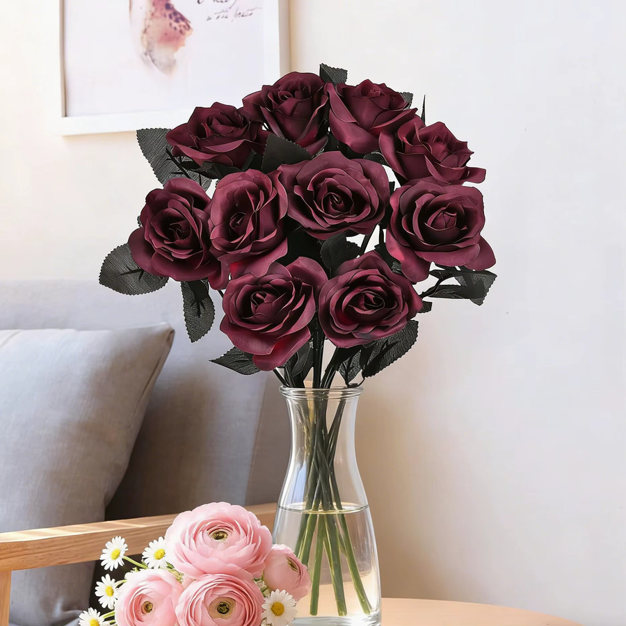 5 bis 10 Stück Künstliche Seidenrosen in Rot für Dekorationen wie Hochzeiten, Valentinstag oder DIY-Kränze - Bild 5