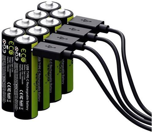 Verico LoopEnergy USB-C Li-Ion Akku Set, 1.5V, 1700 mAh, 8 Stück, Grün - Bild 1