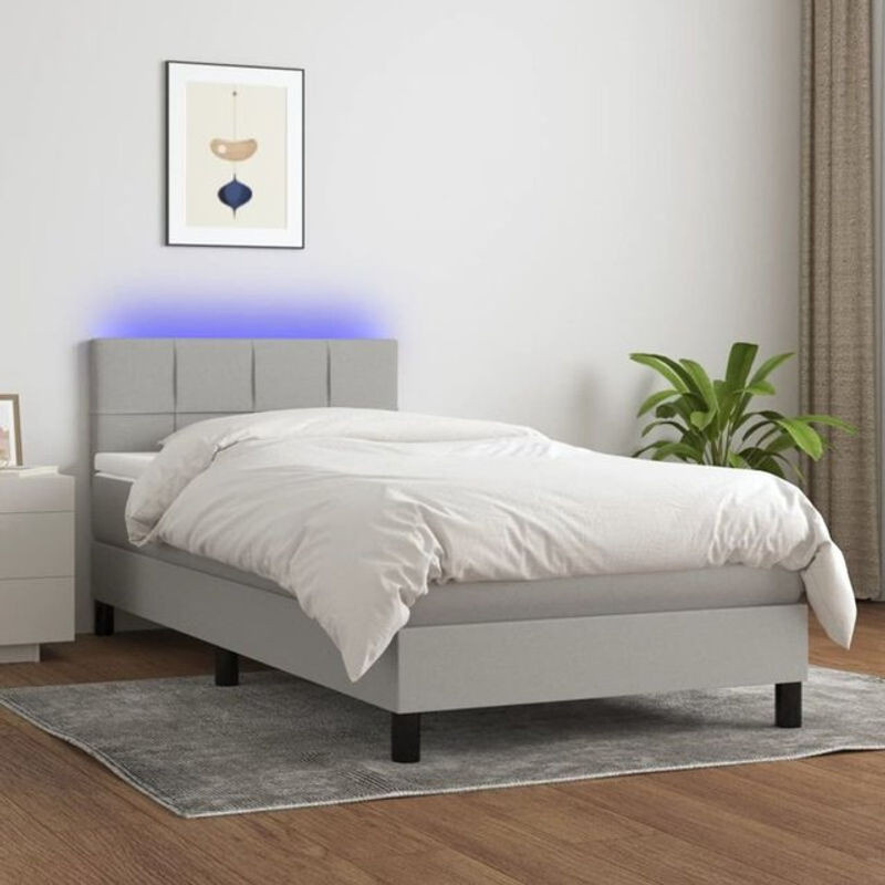 vidaxl Boxspringbett mit Matratze aus Stoff in Hellgrau, B/T/H: 100 x 200 x 78 cm - Bild 1
