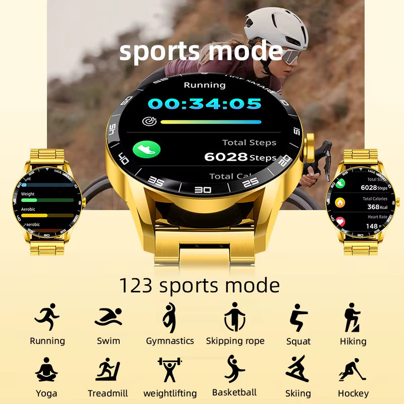 LIGE Smartwatch, Edelstahl, Gold, Schwarz, Herren - Bild 5