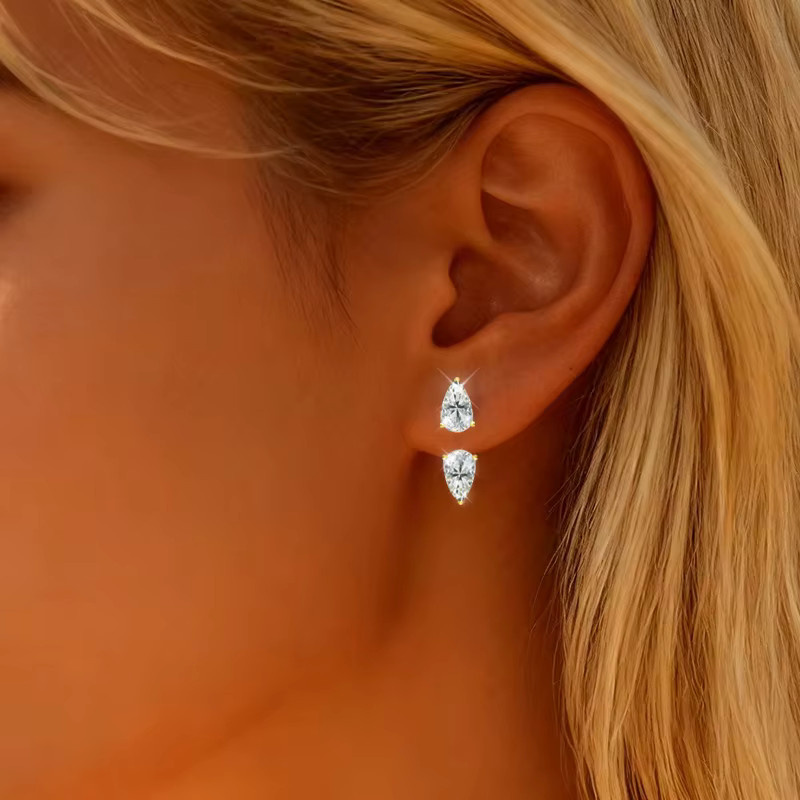 EWYA Ohrstecker, 925 Silber, Moissanit, Diamant, Damen - Bild 3