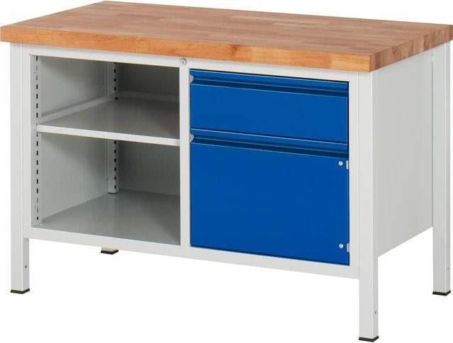 Rau Werkbank Serie Basic 8 Modell 8461 aus Stahl und Holz, Mehrfarbig, B: 125 cm, H: 84 cm, T: 70 cm - Bild 1