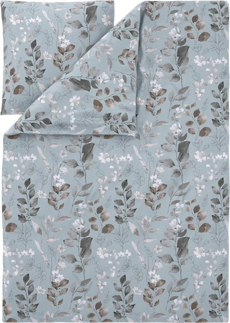 LIVARNO Renforcé-Bettwäsche Set mit Bettbezug und Kissenbezug, Blau, B/H: 155 x 220 cm, Kissenbezug: 80 x 80 cm - Bild 1