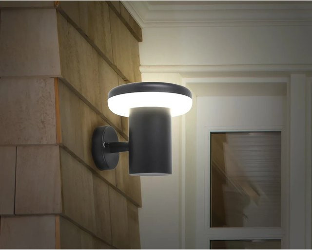 Näve LED Außen-Wandleuchte Pilz in Schwarz und Anthrazit mit warmweißem Licht - Bild 1